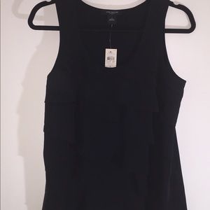 Ann Taylor Black Ruffle Tank Sm NWT